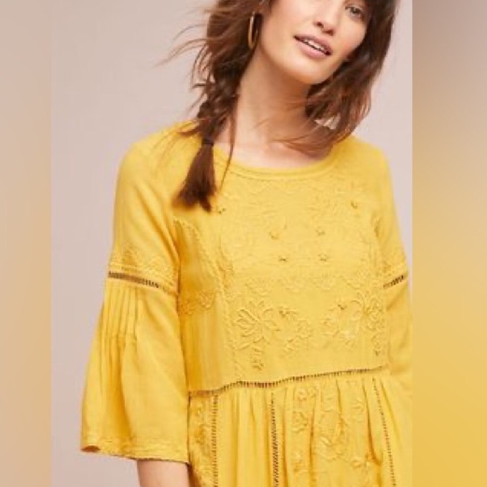 Anthropologie AKEMI + KIN Embroidered Tunic Laced Dress S